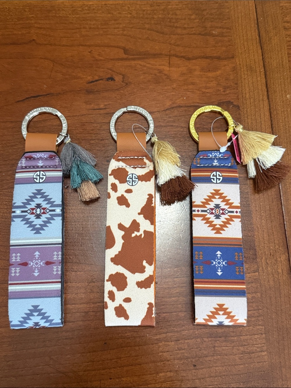 Simply Western Aztec & Cowhide Tassel Key Fob Bundle or Individual